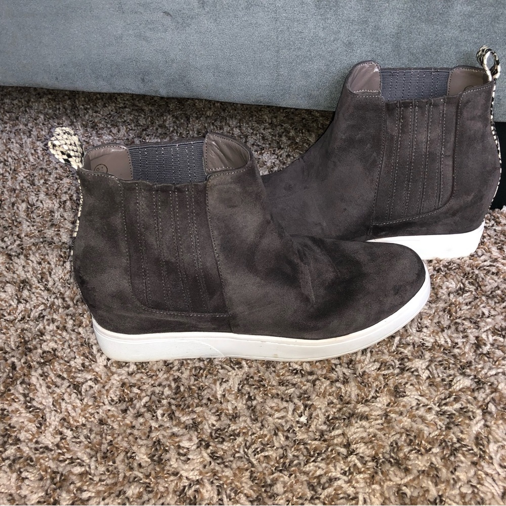 Grey with snake skin ankle boots